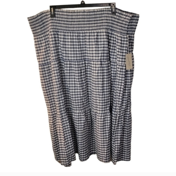 Universal Thread Women Blue and White Gingham Tiered Midi Skirt Plus Size 4X NWT - Picture 6 of 9